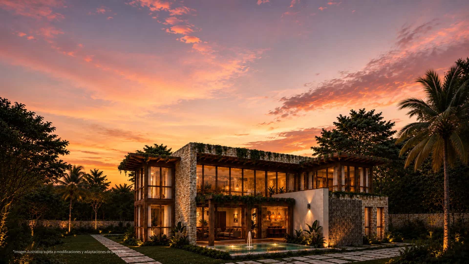 Villa Boutique al atardecer